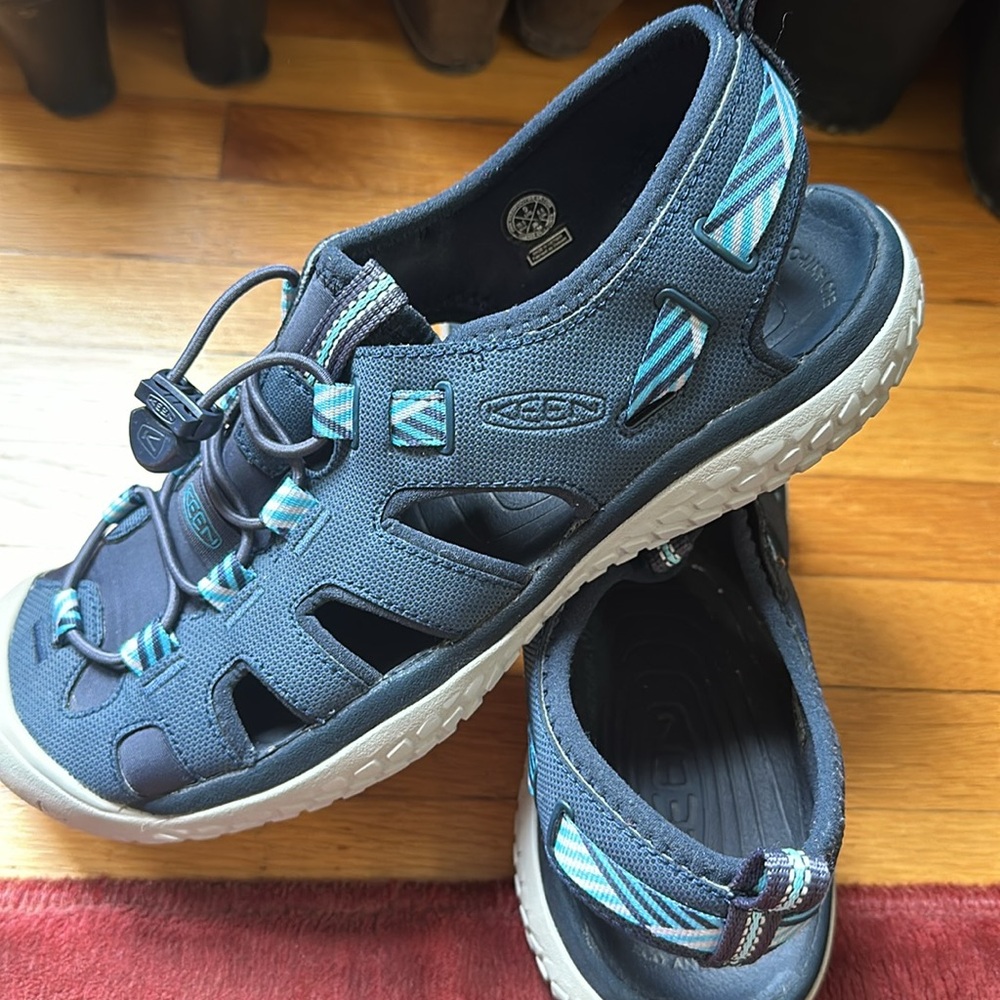 Keen Solr Hiking Water Sandals Aqua Stop Navy Blue Mist - Picture 3 of 6